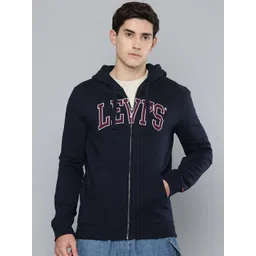 Levis Brand Logo Applique Detail Open Front Hooded Sweatshirt image 1
