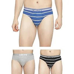 levi's Cotton Style# 005 Striped Brief for Men with Contoured Double Pouch, Tag Free Comfort & Smartskin Technology (Assorted- Pack of 3) Color & Print May Vary-picture-37
