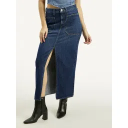 Levi's Dark Blue Cotton Slim Fit Denim Skirt-picture-42