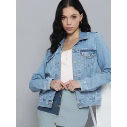 Levis Faded Spread Collar Pure Cotton Denim Jacket-picture-39