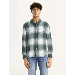 Levi's Green Cotton Slim Fit Checks Shirt-picture-33
