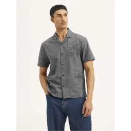 Levi'S Grey Cotton Relaxed Fit Embroidered Shirts-picture-32