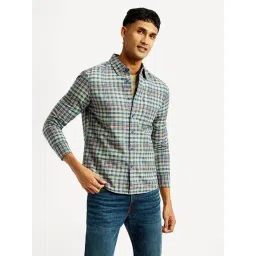 Levi's Grey Cotton Slim Fit Checks Shirt-picture-18