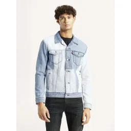 Levi's Light Blue Cotton Regular Fit Patchwork Denim Jacket-picture-19