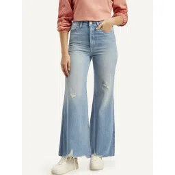 Levi's Light Blue Cotton Slim Fit Distressed Jeans-picture-24