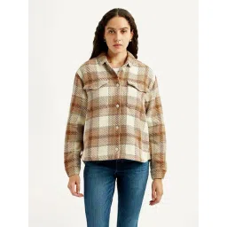 Levi's Light Brown Cotton Slim Fit Checked Shirt-picture-19