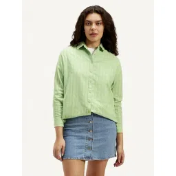 Levi's Light Green Cotton Relaxed Fit Striped Shirt-picture-27