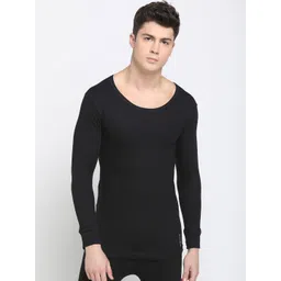 Levis Men Black Solid Thermal Top-image-2