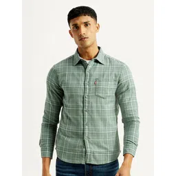Levis Men Classic Slim Fit Checked Spread Collar Casual Shirt-picture-35