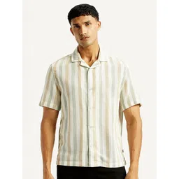 Levis Men Classic Slim Fit Vertical Striped Cuban Collar Casual Shirt-picture-13