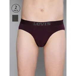 Levis Men Pack Of 2 Burgundy & Charcoal Solid Briefs-picture-22