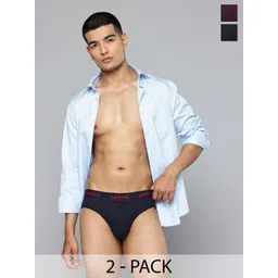 Levis Men Pack of 2 Cotton Briefs #002-BRIEF-NAVY/WINE-P2 image 1