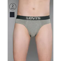 Levis Men Pack Of 2 Grey & Navy Blue Solid Briefs-picture-16