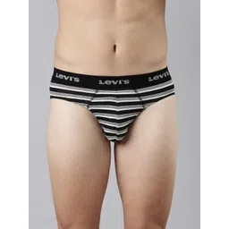 Levis Men Striped Cotton Basic Brief Style#005 Brief Black/DGM-picture-34