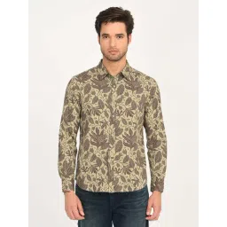 Levi's Men's Botanical Print Beige Slim Fit Shirt-picture-24