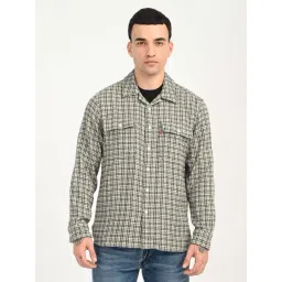 Levi's Men's Checkered Beige Slim Fit Camp Shirt-picture-22