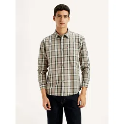 Levi's Men's Checkered Beige Slim Fit Shirt-picture-22