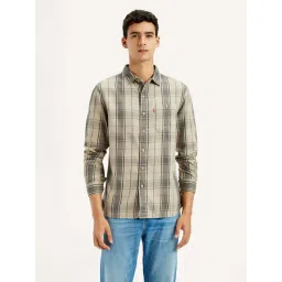 Levi's Men's Checkered Beige Slim Fit Shirt-picture-43