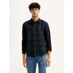 Levi's Men's Checkered Dark-Dark Blue Slim Fit Shirt-picture-37