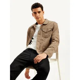 levi's Men's Redloop Solid Light-Brown Spread Collar Denim Trucker Jacket-picture-28