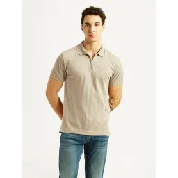 levi's Men's Self Design Beige Slim Fit Polo T-shirt-picture-16