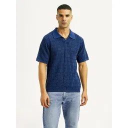 levi's Men's Self Design Blue Loose Fit Polo T-Shirt-picture-18