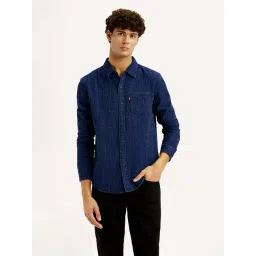 Levi's Men's Self Design Dark Blue Slim Fit Shirt-picture-16