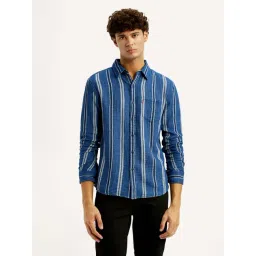 Levi's Men's Striped Blue Slim Fit Shirt-picture-25