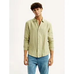 Levi's Men's Striped Light Green Slim Fit Shirt-picture-32