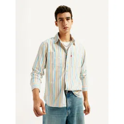levi's Men's Striped Multi Color Spread Collar Flannel Shirt-picture-11