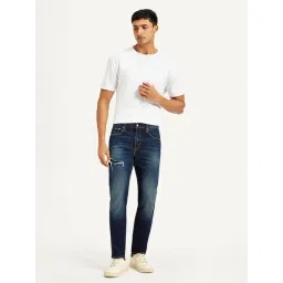 Levi's Navy Cotton Slim Fit Solid Jeans-picture-17