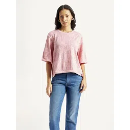 Levi's Pink Cotton Relaxed Fit Logo Printed Top-picture-25