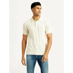 Levi's White Cotton Slim Fit Texture Polo T-Shirt-picture-45