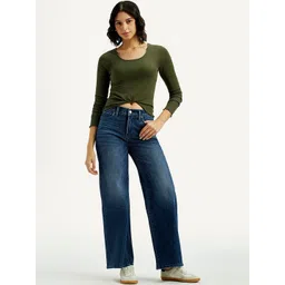 Levis Women Classic Wide Leg Mid-Rise Light Fade Stretchable Jeans-picture-24