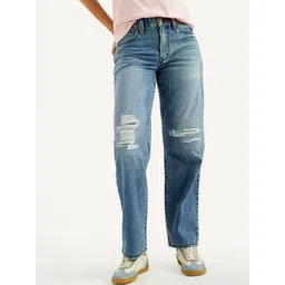 Levis Women Cotton Baggy Mid-Rise Heavy Fade Mildly Distressed Jeans-picture-41