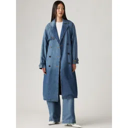 Levis Women Lapel Collar Solid Pure Cotton Denim Jacket-picture-11