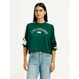 levi's Women's Colorblock Dark Green Crew Neck Sweatshirt-picture-11