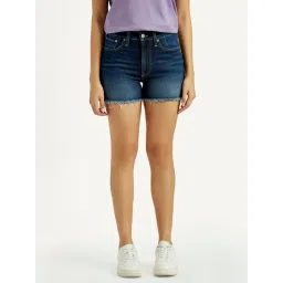 Levi's Women's Mid Indigo Mid Rise Denim Wedgie Shorts-picture-31