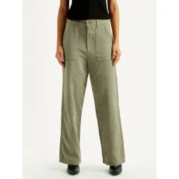 Levi's Women's Mid Rise Olive Loose Fit Trousers-picture-30