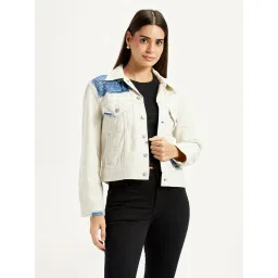 levi's Women's Patchwork Off White Trucker Jacket-picture-10