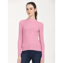 Levi's Women's Self Design Pink Round Neck Sweater-picture-33