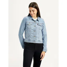 levi's Women's Solid Light Blue Trucker Jacket-picture-11