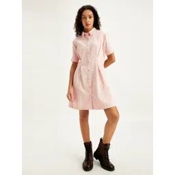levi's Women's Solid Light Pink Spread Collar Shirt Dress-picture-27