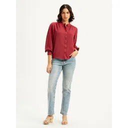 levi's Women's Solid Maroon Mandarin Collar Top-picture-21