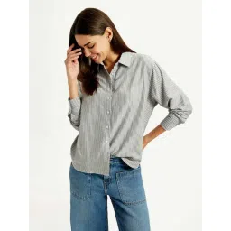 Levi's Women's Striped Grey Slim Fit Shirt-picture-13