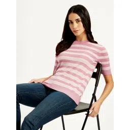 levi's Women's Striped Pink Crew Neck Top-picture-16