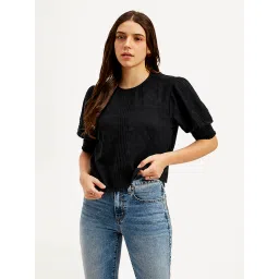 levi's Women's Textured Black Round Neck Top-picture-27