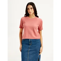 levi's Women's Textured Peach Crew Neck Top-picture-16