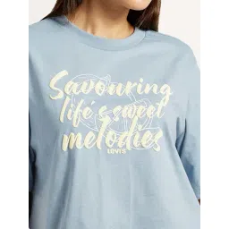 Levi's Women's Typographic Print Light-Blue Relaxed Fit T-Shirt-picture-11