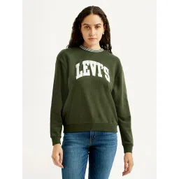 levi's Women's Typography Olive Crew Neck Sweatshirt-picture-26